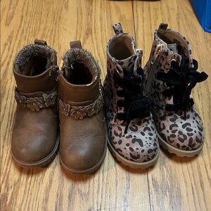 Stylish Brown and Leopard Kids Boots